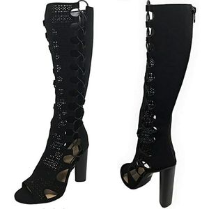Brand New Women's Peep Toe Chunky Heel Boot